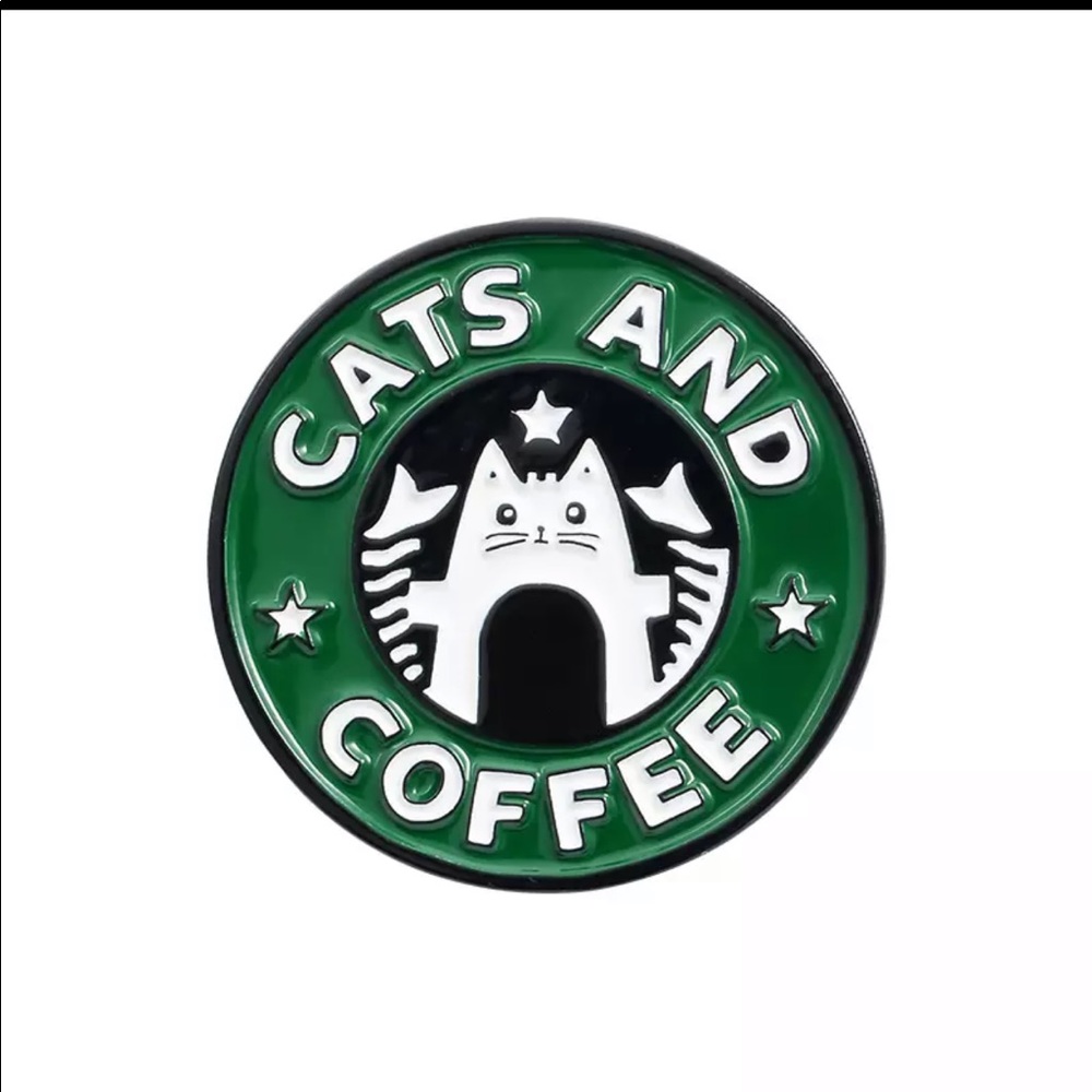 2 for$15 -Cats and coffee enamel Starbucks pin